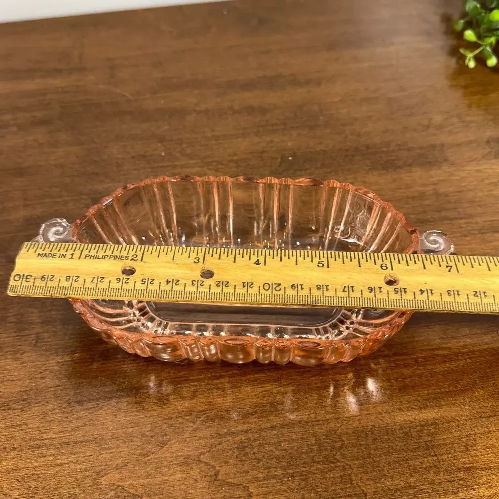 Vintage 1930s Anchor Hocking Old Cafe Pink Depression Glass Relish Dish